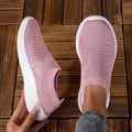 Women's Sneakers Breathable Knitted Mesh Comfortable Flat Lace Up Shoes Trendy Fashionable Casual Outdoor Women Running 2026