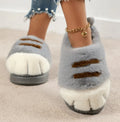 New Adorable Kitten Claw Slippers Women's Home Shoes Non Slip Furry Mules Female Fashion Warm Fluffy Slides Outdoor Cat Slippers