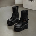 2025 9cm High Wedges Heeled Ankle Boots Women Fashion Long Knee-high Boots Female Wedding Party Sexy Black Warm Shoes Winter