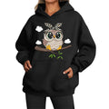 2025New Cute Owl Design Women Hoodies American Style Casual Hoody Autumn Hip Hop Hoodie Casual Fleece Clothing Female Sweatshirt