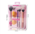 4PCS Gradient Pink-Purple Makeup Brush Set with Beauty Sponges Ultra-Soft Bristles Ideal for Full Face Makeup Gift