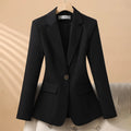 New Fall Collection: Women's Red Long-sleeve Blazer, A Business-casual, Slim-fit Jacket Available in Black or White.