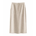 Women's Skirt Women's Knit Skirt Midi Length Drawstring Waist Straight Casual Loose Skirt with Pockets