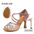 Women Latin Dance Shoes Rhinestone Dancing Shoes Ladies Party Shoes High Heels Girls Tango Ballroom Dance Shoes Salsa Sandals