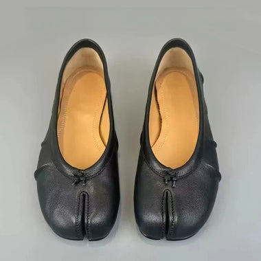Split Toe Women Ballet Flats Fashion Tabi Shoes Casual Slip-on Loafers Ladies Pleated Leather Espadrilles Zapatillas Mujer