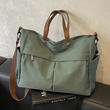 Stylish Nylon Handbag Multiple Pocket Large Capacity Women's Tote Bag Lightweight Casual Shoulder Bag Daily Commuter Shopping