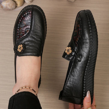 2026 New Style Ladies Loafers, Leather Flat Shoes, Simple and Classic Mom's Shoes Anti-Slip and Comfortable, Free Shipping