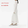 Spring Autumn O-Neck Elastic Knit Long Dresses Women 2024 Elegant Chic Soft Lady Hollowing Sweater Dresses Femme New