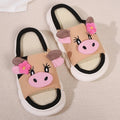 Couple Breathable Linen House Slippers Autumn Winter 2025 Cute Cow Thick Bottom Plus Size Women Indoor Shoes Platform Slides 45