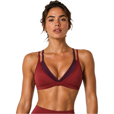 Fake Two Piece Yoga Bra Naked Feeling Back Color Block Sports Bra Women Outdoor Casual Commute Workout Fitness Top