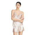 Heavy Silk Pajamas 100% Mulberry Silk Suspender Shorts Two-piece Set Multicolored Lace Design Sexy Loungewear