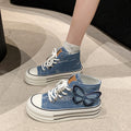 Women's Designer Sneakers High Top Denim Canvas Shoes Female Girls Students Canvas Shoes for Women Lace Up Platform Sneakers
