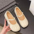 2025 Soft Bottom Mary Jane Shoes Crossover Elastic Bands Half Slippers Ballet Flats Soft Leather Elegant Women Shoe