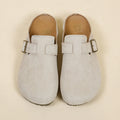 Women's Buckle Mule Slippers Faux Suede Closed Toe Clogs Korean Style Slip‑on Backless Loafers Retro Casual Outdoor Shoes