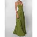 Green Fishbone Corset Halter Maxi Dress Women Backless Off Shoulder Pleated Patchwork Slim Dresses Lady Christmas Party Gown New