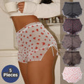 Women's BZEL 5PCS/Set Women's Sheer Mesh Boxer Panties Bow Print Shorts Sexy Butterfly Leopard Transparent Ladies Underwear Soft Lingeri
