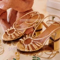 Women Shoes Elegant Mid Heels Sandals Chic Purple Ring Sandals Women Elegant Block Mid Heels Cross Strap Dress Shoes Ladies Summer Crackle Metallic Leather Sandals