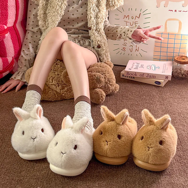 Fashion Winter Collection Cute Rabbit Shaped Women Slippers Soft and Warm Home Shoes Comfortable Fuzzy Thick Shoes for Women