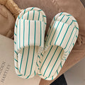 Comfortable Cotton Linen Slippers Women Stripe Design Soft Floor Shoes Four Seasons