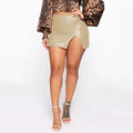 European and American Women's Solid Color HighWaisted HipHuggingShort Skirt Nightclub PU Leather Zipper Sexy Black Leather Skirt