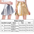 Elegant Metallic Pleated Skirt Retro Gold Silver Shiny Short Dress Solid Color Flared Design A-line Short Skirt Stage Costume