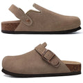 Crestar Women's Suede Clogs Lady Fashion Buckle Leather Mules Comfort Cork Footbed Potato Shoes with Arch Support Beach Sandal