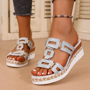 Large Size Roman Style Women's Sandals Open Toe Beach Slippers Summer Wedges Comfortable Outdoor Slip-On Shoes for Women
