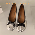 split Toe Shoes Tabis Ballet Flats Women Black Leather loafers Mary Janes Plus Size 44 Butterfly Knot Ballerinas Zapatos mujer