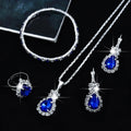 5-Piece Set of Fashionable Women's Colorful Teardrop-Shaped Stainless Steel Rhinestone Jewelry Set, Including Necklace, Bracelet, Earrings, and Ring, as a Holiday Gift for Her