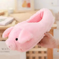 Women's Cute Cartoon Pig Shoes Winter Warm Heel Cover Home Floor Slippers Soft Fur Indoor Fluffy House Bedroom Silent Shoes