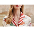Christmas Dogs Print Women's Pajamas Set Silk Like Thin Two Pieces Long Sleeve Full Length Trousers Sleepwear Lounge 39927