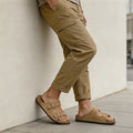 Men Women Genuine Suede Slide Sandals, Birken Style Cork Footbed Arch Support Adjustable Buckle Non-Slip Casual Summer Slides