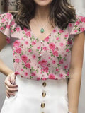 2025 ZANZEA Summer Women Short Sleeve V Neck Tops Bohemian Floral Printed Blouse Casual Beach Blusas Chemise Elegant Party Shirt