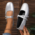 Classic Retro Mary Jane Flat Shoes Fashionable New Women'S Casual Shoes Square Toe Straight Buckle Shallow Mouth Work Shoes