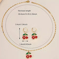 3pcs Stainless Steel Minimalist Sweet Cherry Pendant Necklace Earring Jewelry Set Elegant Women Party Banquet Daily Wear Fashion