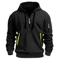 Hoodie Sweatshirt Men Outdoor Autumn Men Half Zip Hoodie Multi Zipper Pocket Long Sleeve Pullover Drawstring Hooded Sweatshirt Outdoor Casual Loose Street .