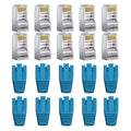 Boots RJ45 Strain Relief Cat6 Shielded RJ45 Pass Through Connectors with Strain Relief Boots Cat6 Ethernet Modular Plug Network Cable, Supports 10Gbps