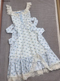 Romantic Ruffles Long Dresses Mori Girls Village Rural Summer Holiday Date Flower Floral Print Outfits Show Cute Sweet Dress