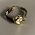 NEW Elegant Woman Small Gold Watches Retro Literary Small Dial Women's Bracelet Cowhide Strap Simple Quartz Ladies Watch