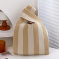 Reusable Knitted Stripe Wrist Bag Woven Handbag Stripe Female Shopping Bags Large-capacity Knitted Bucket Bag Women Tote Bags