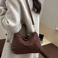 Large Capacity Shoulder Bag Suede Adjustable Strap Crossbody Bag Zipper Women's Handbag Commuting ﻿