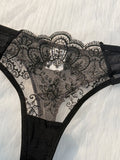 2-Piece Women's Black Comfortable Lightweight Bow Semi Transparent Lingerie Set ZA824057