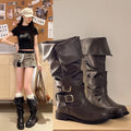 Fall/Winter High-End Retro Women's Two-Wear Ankle Boots with Belt Buckle and Knee-Length Boots - Cool and Stylish Rider Boots