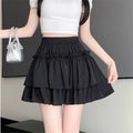 Korean Summer White Mini Skirts Women Fashion Slim Fit Chiffon Skirts Giris Y2k All Match Elastic High Waist Black Faldas