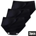 3Pcs Plus Size Underwear Women's Panties Ice Silk Solid Color Ladies Seamless Underpant Girls Briefs Breath Sexy Lingerie Female