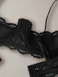 Women's Soft Sheer Lace Quarter Cup Bra Underwire Push Up Sexy Lingerie Open Bust Breathable Skin-Friendly Comfort Brassiere