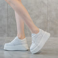 8CM Height Increasing Womens Shoes Fashion Causal Non-slip Sport Footwears Chunky Designer Vulcanized Lace-up Sneakers Zapatos