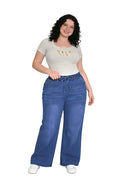 Plus Size Women Jeans High Waist Drawstring Loose Wide Leg 140KG 9XL 8XL Thin Denim Pants Full Length Female Straight Trousers
