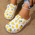Fashion Women's Lemon Print Slip-On Shoes Adjustable Double Buckle Comfortable Thick Sole Durable Home Garden Streetwear