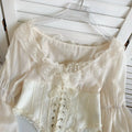 Elegant Mesh Ruffled Lace Chiffon Tops Patchwork Lace Chiffon Blouse V Neck Blusas Lace-up Shirts Spring Summer